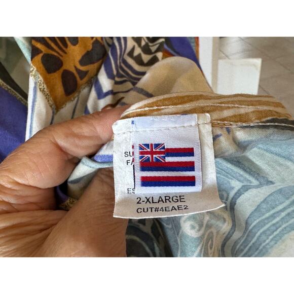 Vintage Jams World Hawaiian Shirt Sz 2X Surf Line Geometric Button Down - Picture 5 of 10